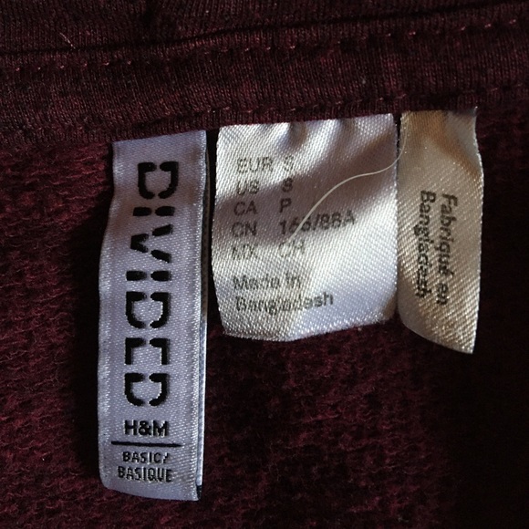 H&M Burgundy Zip Up Hoodie - Picture 2 of 2